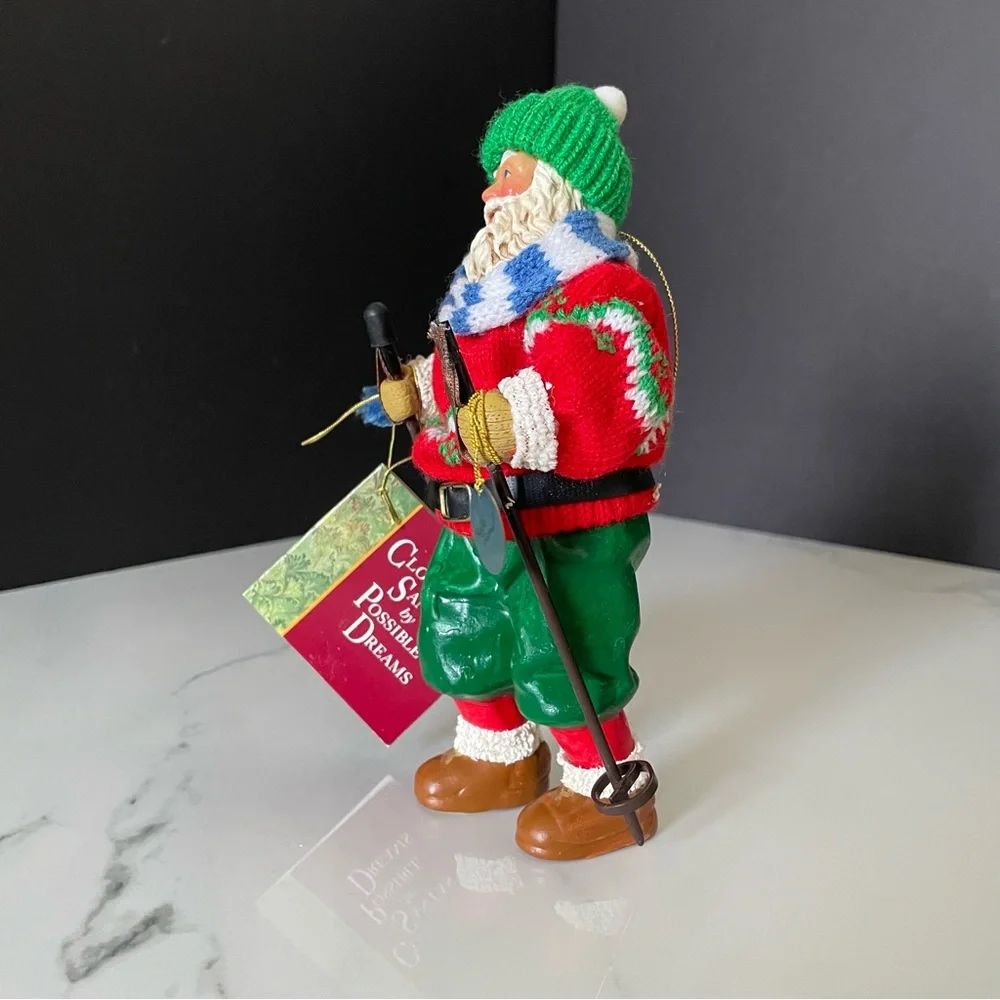 Skier Santa Ornament - Possible Dreams Clothtique by Dept. 56